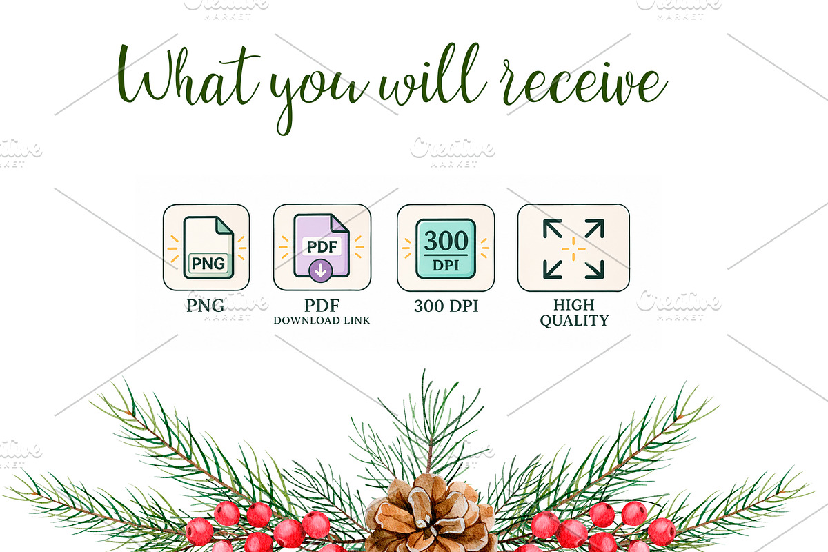 Watercolor Christmas Bundle PNG, a Seasonal Illustration by PatternPalette (Photo 7 of 15)
