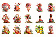 Whimsical Summer Clipart Bundle, an Illustration by Designworld (Thumbnail 4 of 6)