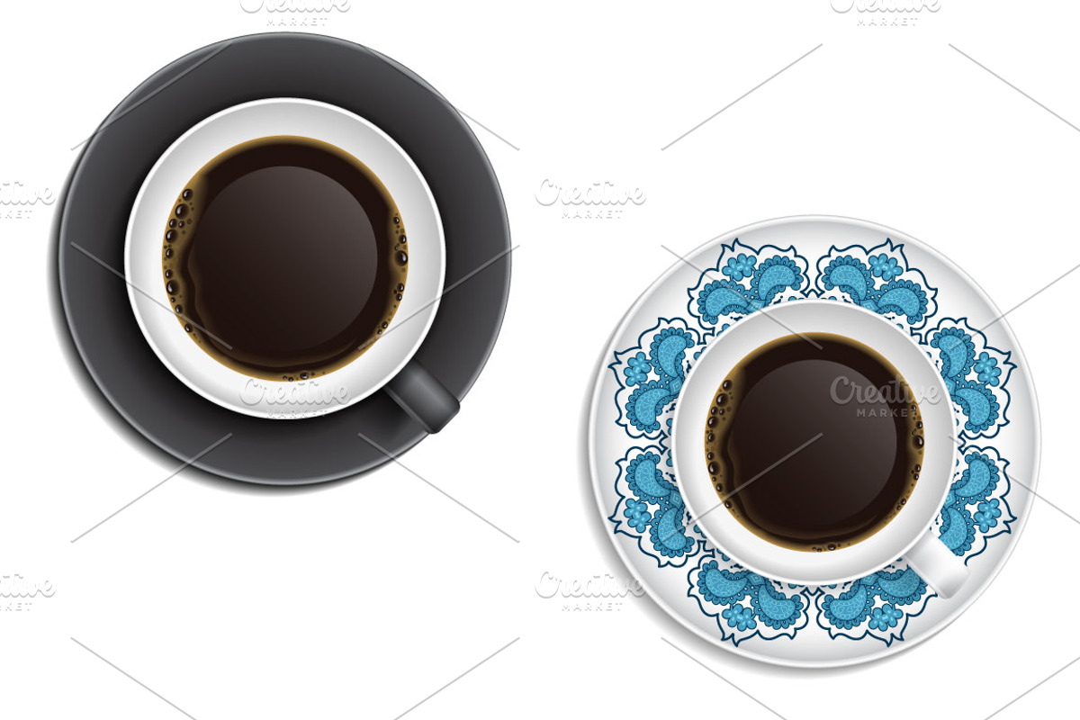 Realistic Tea cups, top view, an Object Graphic by Sunny Design (Photo 2 of 4)