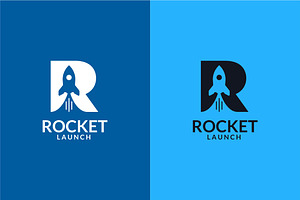 Letter R - Rocket Launch Logo