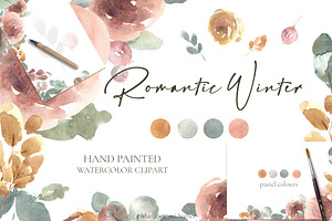 Romantic Winter - Watercolor Flowers, an Illustration by MariaScaroniAtelier