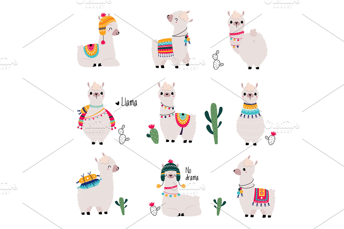 Cute Fluffy Llama or Alpaca Camelid, an Animal Illustration by TopVectors