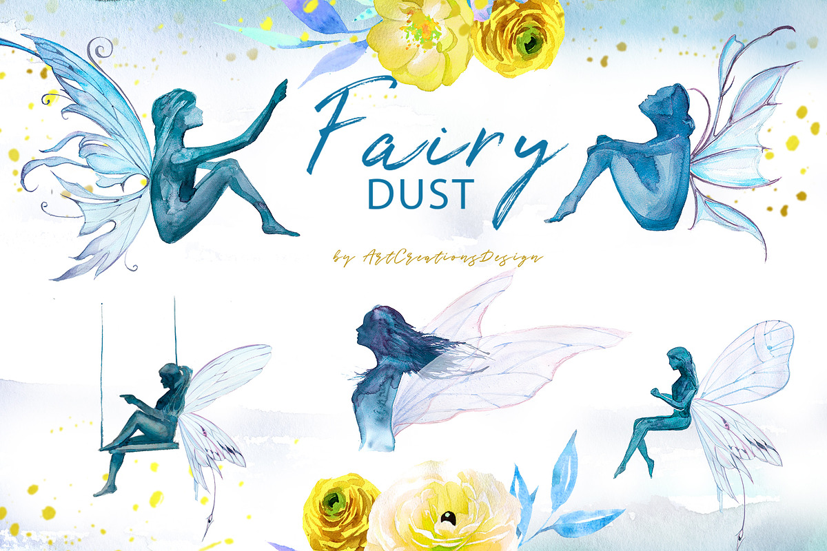 Watercolor Fairy Dust Clipart Set, a Person Illustration by ArtCreationsDesign (Photo 5 of 10)