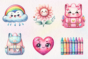 Kawaii Glitter School Clipart, an Illustration by CreationArt (Thumbnail 2 of 5)