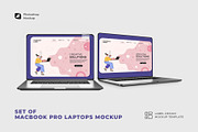 Set Of MacBook Pro Laptops Mockup, a Books & Magazine Mockup by Designertale (Thumbnail 1 of 9)
