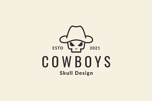 Skull With Cowboy Hat Vintage Logo