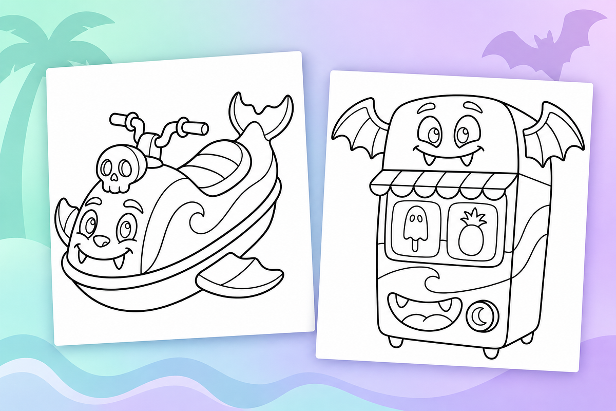 Spooky Summer Coloring Pages Vol. 3, a Seasonal Illustration by Inkivelle Studio (Photo 2 of 3)