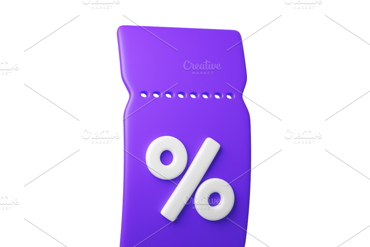 Flying purple 3D discount coupon, an Object 3D Model by Hannet (Photo 4 of 8)