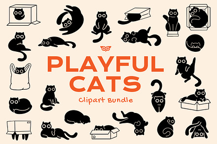 Playful Cats Clipart Bundle, an Animal Illustration by ClayStudio