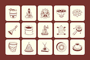 Himalayan Culture Drawing Art Set, an Outline Icon by Vectors Market (Thumbnail 6 of 8)