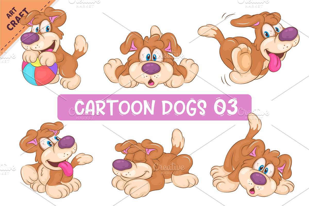 Set of Cartoon Dogs 03. Clipart., an Animal Illustration by KENO Mascots (Photo 1 of 7)
