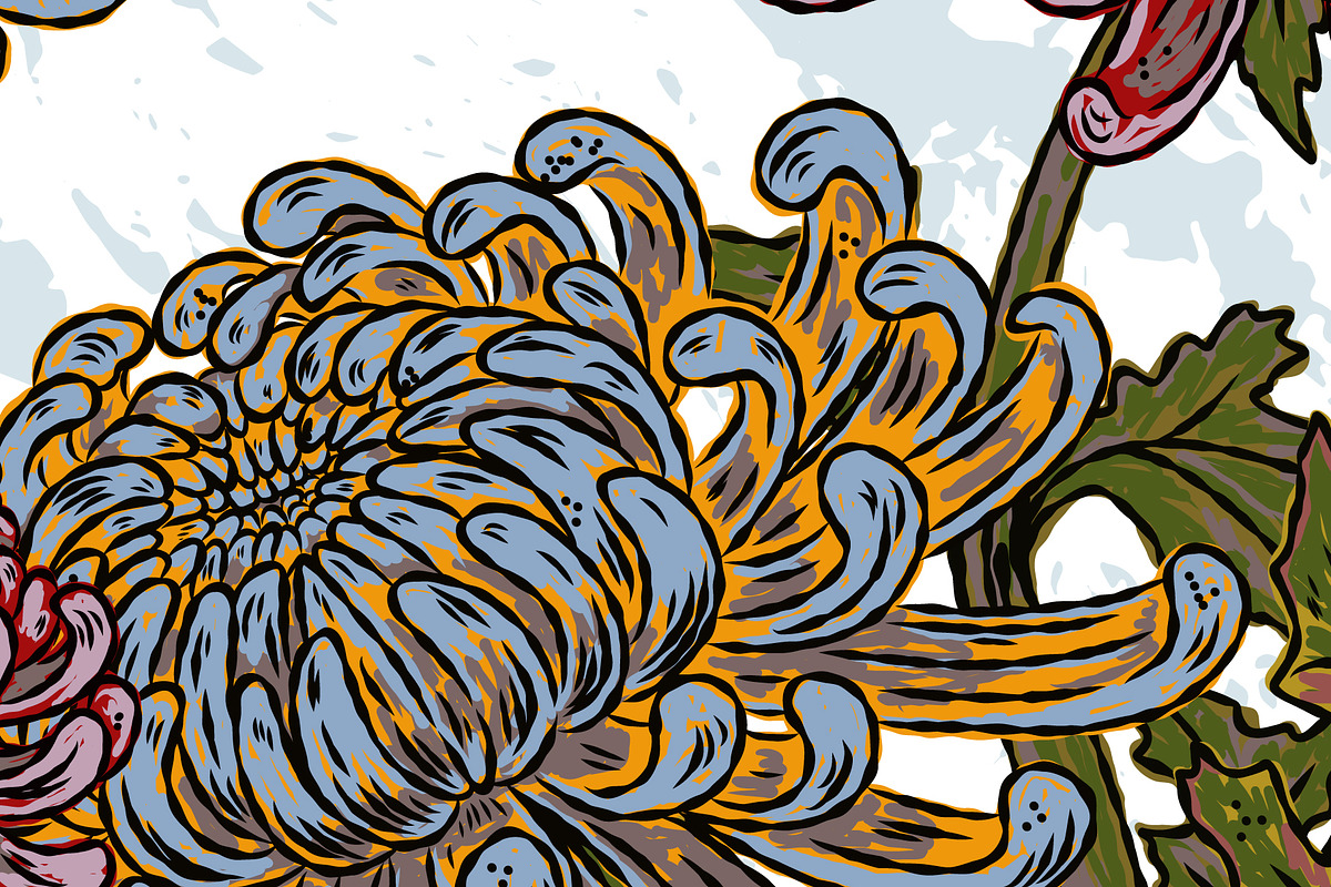 Chrysanthemum Maximalist Floral, a Pattern Graphic by NayaChu (Photo 6 of 9)
