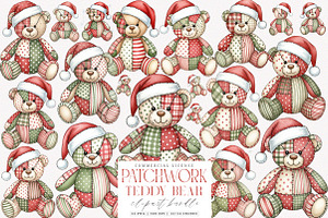 Patchwork Teddy Bear PNG, an Illustration by SinaCreation