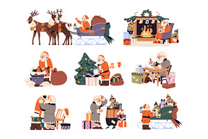 Santa Claus set + Christmas cards, a Seasonal Illustration by PaperTrident