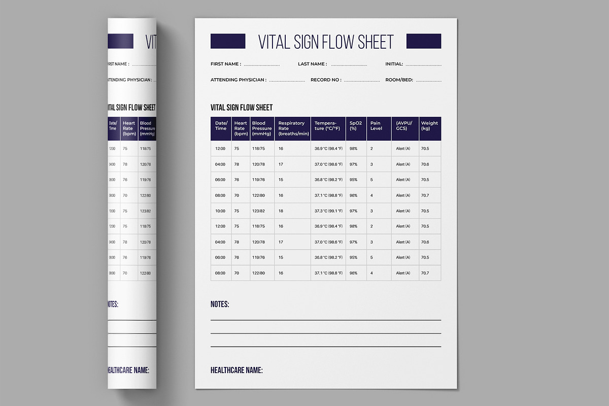 Vital Sign Flow Sheet Layout, a Stationery Template by ContestDesign (Photo 2 of 2)