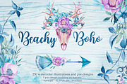 Beachy Boho watercolor, an Animal Illustration by AlexGreenArt (Thumbnail 1 of 17)