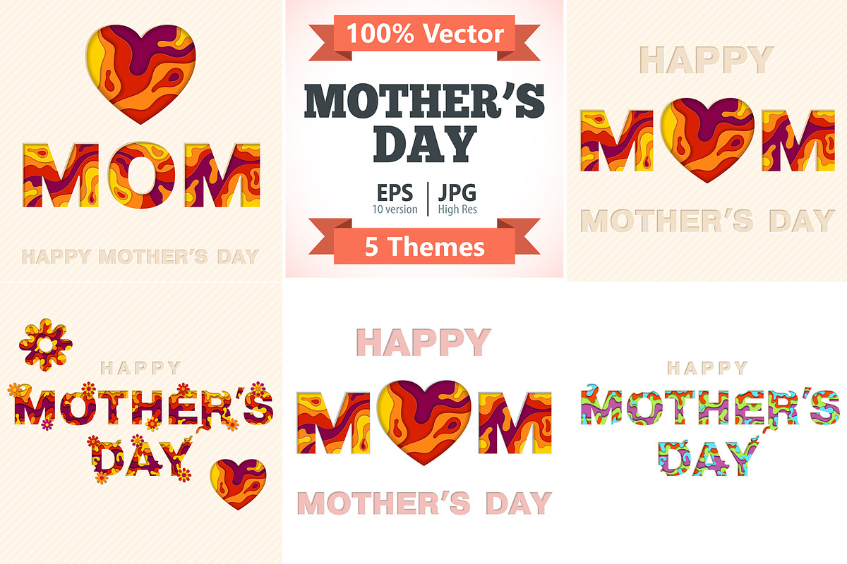 Mothers Day Invitation Cards, a Decorative Illustration by TAlex (Photo 1 of 6)