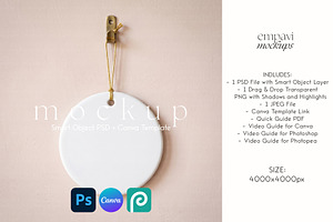 Round Ceramic Ornament Mockup