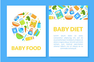 Baby Food Card Template, Healthy, a Food Illustration by TopVectors