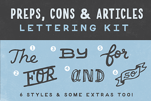 Preps, Cons, & Articles Lettering