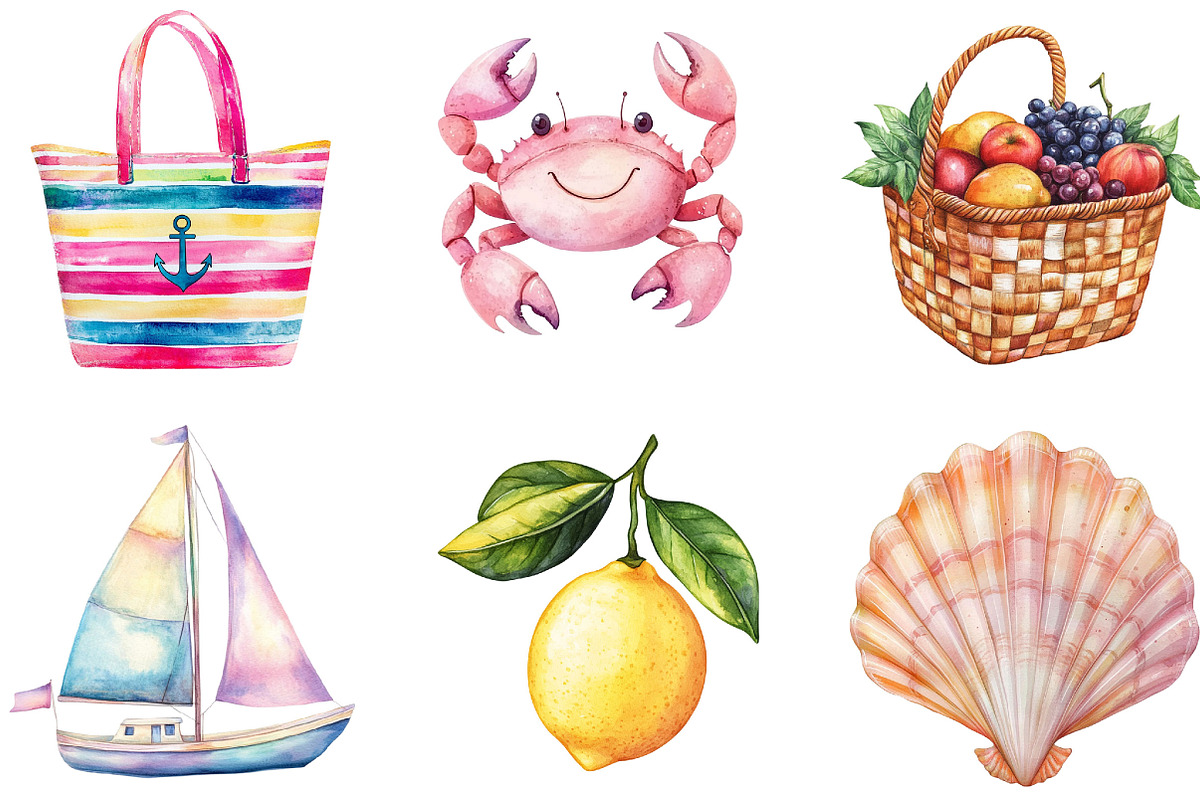 Preppy Summer Coastal Girl Clipart, an Illustration by Designking (Photo 4 of 5)