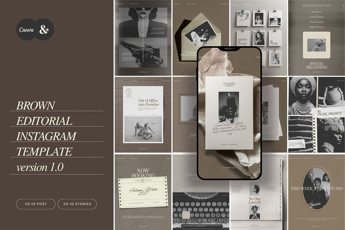 Brown Editorial Instagram Template, a Social Media Template by And Done Studio (Photo 1 of 8)