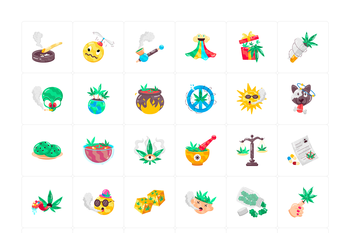 Animated Weed Stickers, a Duotone Icon by Vectors Market (Photo 6 of 7)