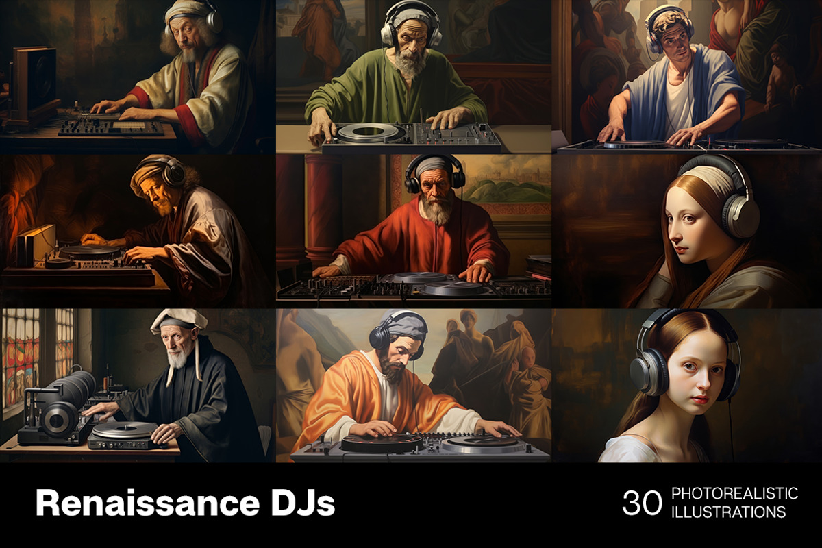 Renaissance DJs. 30 images, a Person Illustration by Handmadefont (Photo 5 of 10)