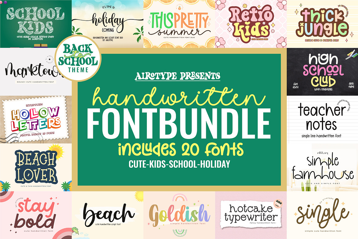 Handwritten Font Bundle | 20 Fonts, a Handwritten Font by Airotype (Photo 1 of 6)
