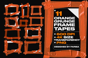 11 Orange Grunge Frame Tapes, a Texture Graphic by Parisa-Artstudio