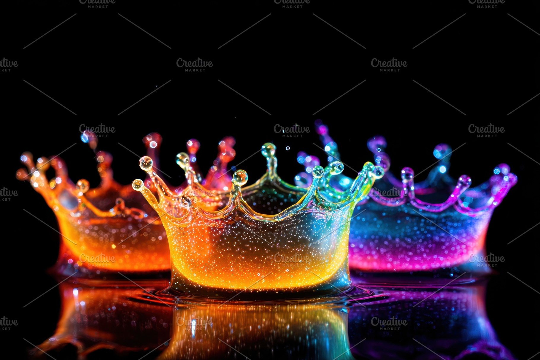 Neon liquid crown splashes, an Abstract Photo by AlyaAnd