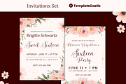 5 Sweet Sixteen Invitations Floral, a Templates & Theme by TemplateCastleStore (Thumbnail 2 of 9)