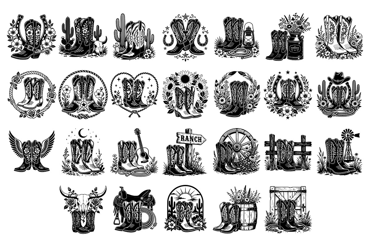 Cowboy Boots Western Graphics, an Object Illustration by DENIDigitalArtSudio (Photo 4 of 5)
