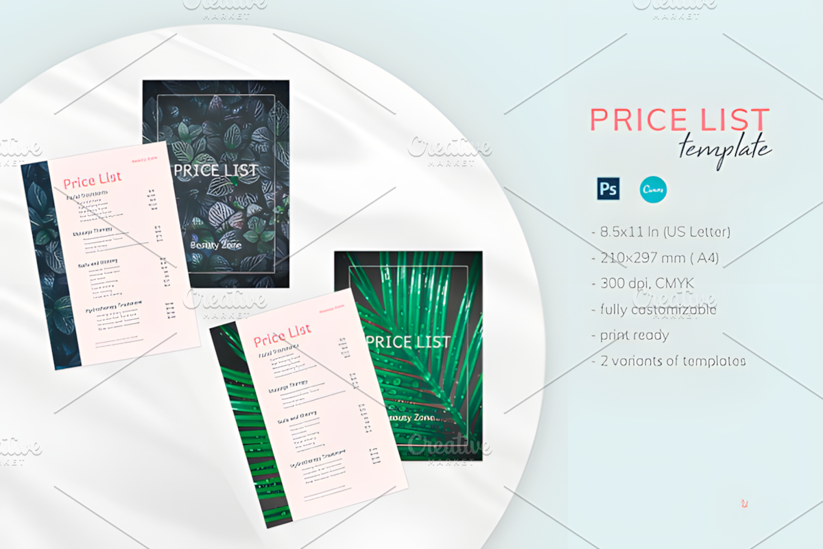 Editable Price List Templates, a Social Media Template by Ink Gallery (Photo 1 of 7)