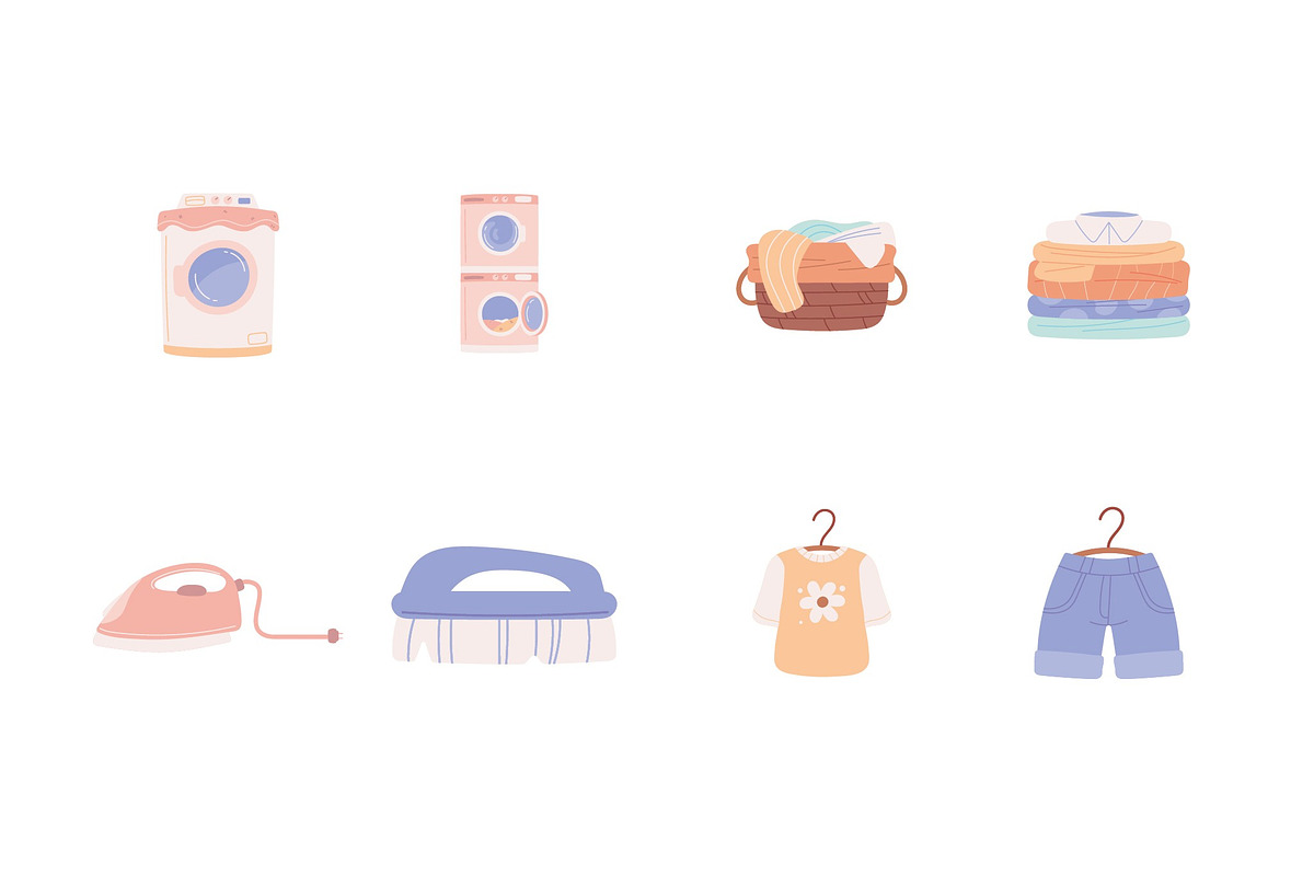 Clothes Washing Laundry Set, an Object Illustration by studiogstock (Photo 2 of 4)