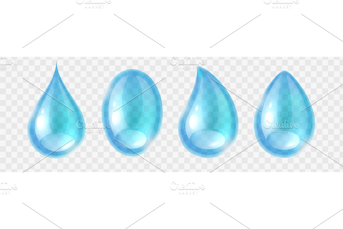 Water drops. Blue aqua drop, an Illustration by YummyBuum