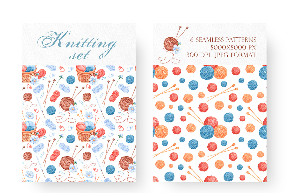 Knitting watercolor set. Crochet., an Illustration by SabinaWatercolorArt (Photo 5 of 16)
