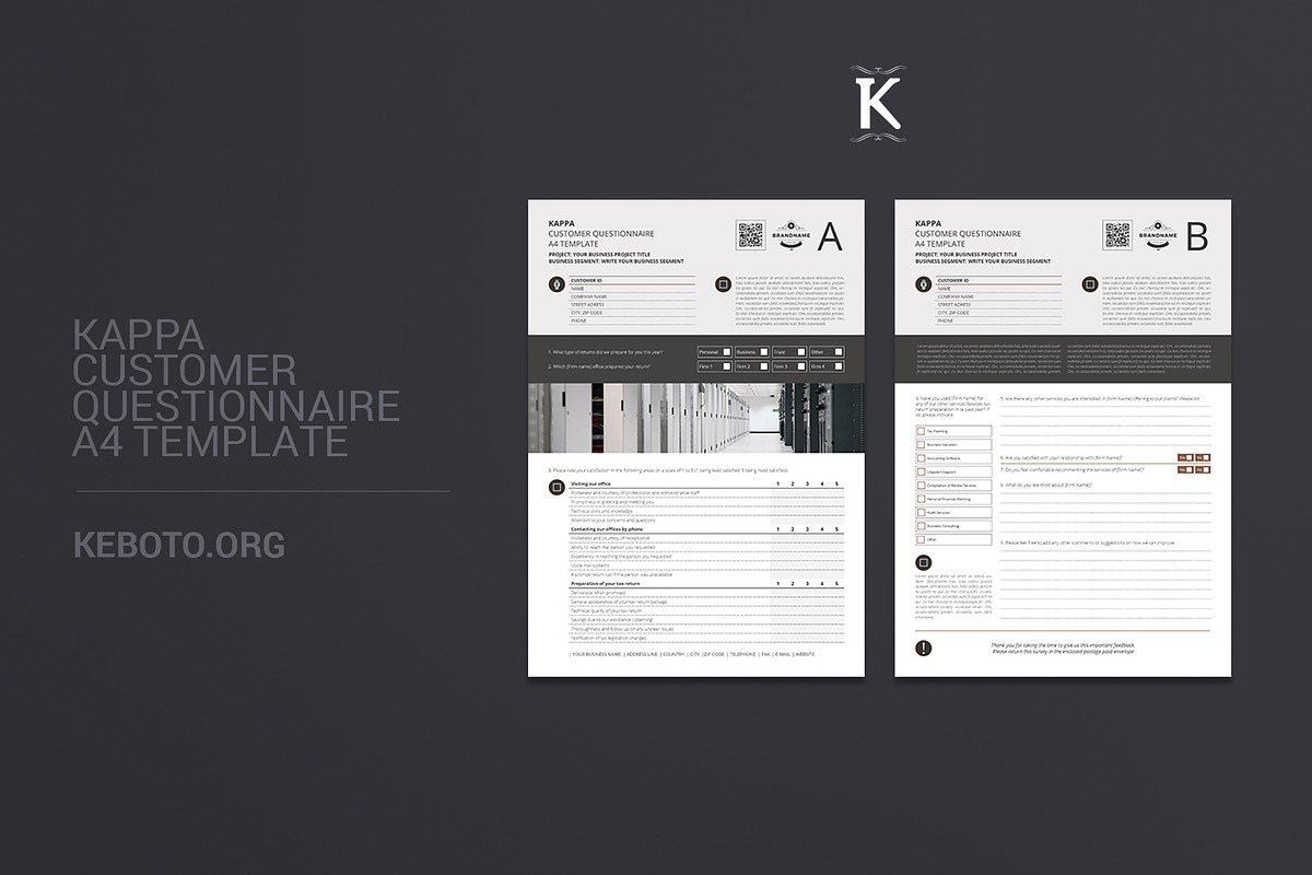 Kappa Customer Questionnaire A4, a Templates & Theme by Keboto