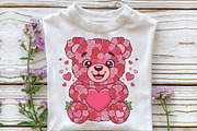 Pink Floral Valentine's Day Bear PNG, an Illustration by CraftArtStudio (Thumbnail 3 of 4)