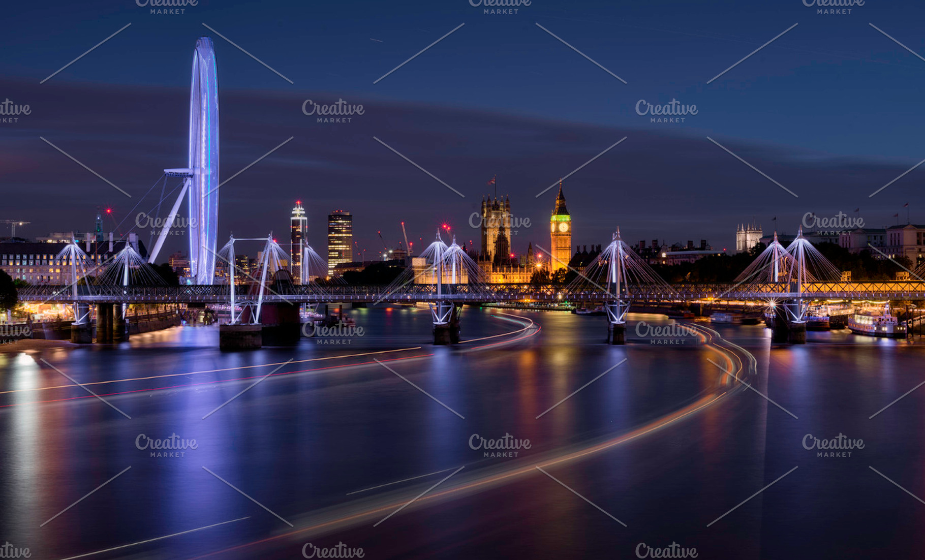 London at night stock photo containing london and eye