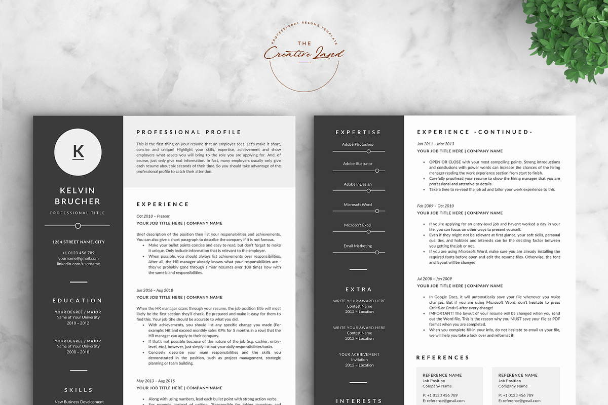 Resume/CV - The Kelvin, a Resume Template by CreativeLandStudio (Photo 4 of 8)