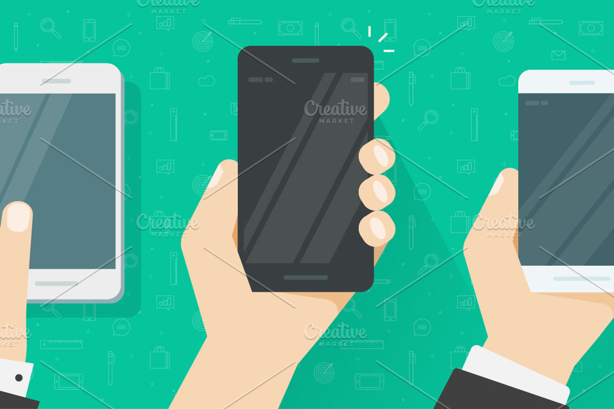 Cell Phone Hand Hold Vector Screen, an Illustration by vladwel (Photo 1 of 6)