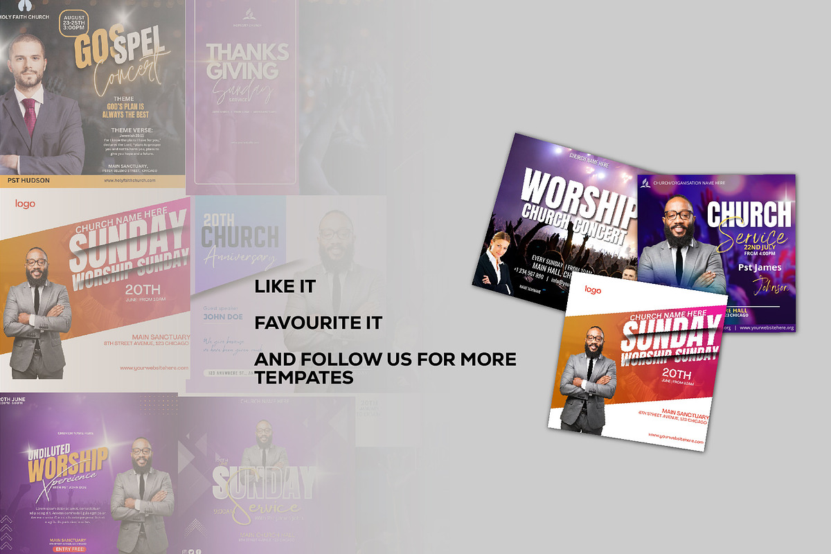 Church Flyer Canva Templates Bundle, a Social Media Template by Sipi_Graphics (Photo 3 of 3)