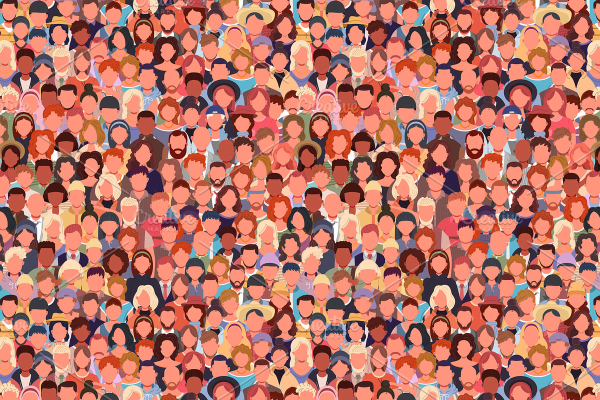 Seamless pattern crowd of people, a Pattern Graphic by Yayasya (Photo 3 of 3)