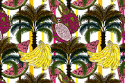 Banana Watermelon Dragon Fruit, a Pattern Graphic by NayaChu (Thumbnail 3 of 9)