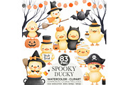 Halloween Duckling Watercolr Clipart, an Animal Illustration by CharmClipart (Thumbnail 1 of 9)