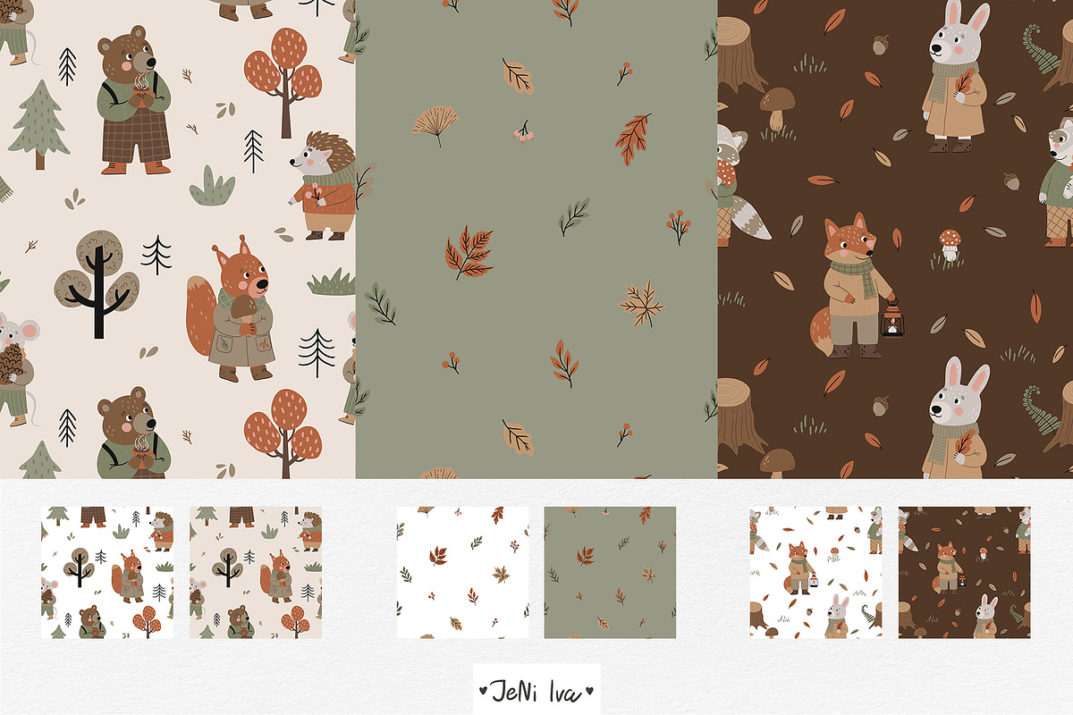 Fall Woodland Animals Clipart, a Decorative Illustration by Jenny Quince (Photo 6 of 9)