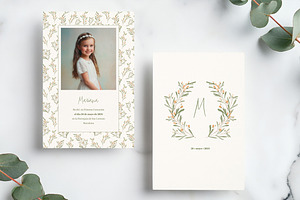 Floral Communion Invitation Card, a Print Template by McLittle Stock