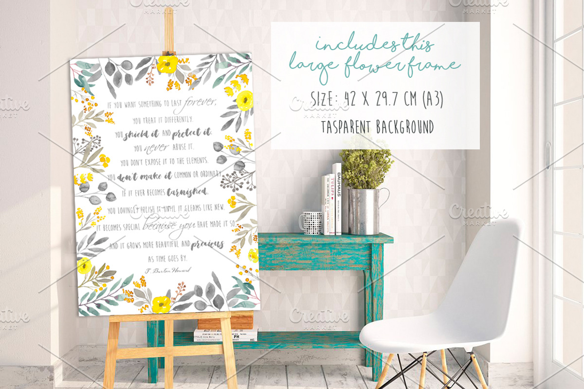 Yellow & Grey Flowers hand painted, a Decorative Illustration by MaraquelaStudio (Photo 7 of 8)