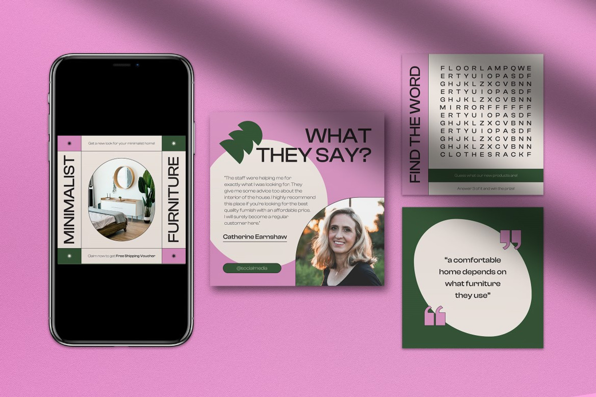 Pink Furniture Instagram Pack, a Social Media Template by graphicook (Photo 3 of 5)